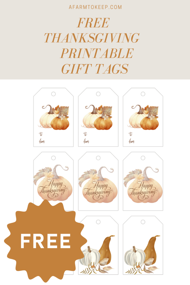 Free Printable Thanksgiving Gift Tags - A Farm to Keep