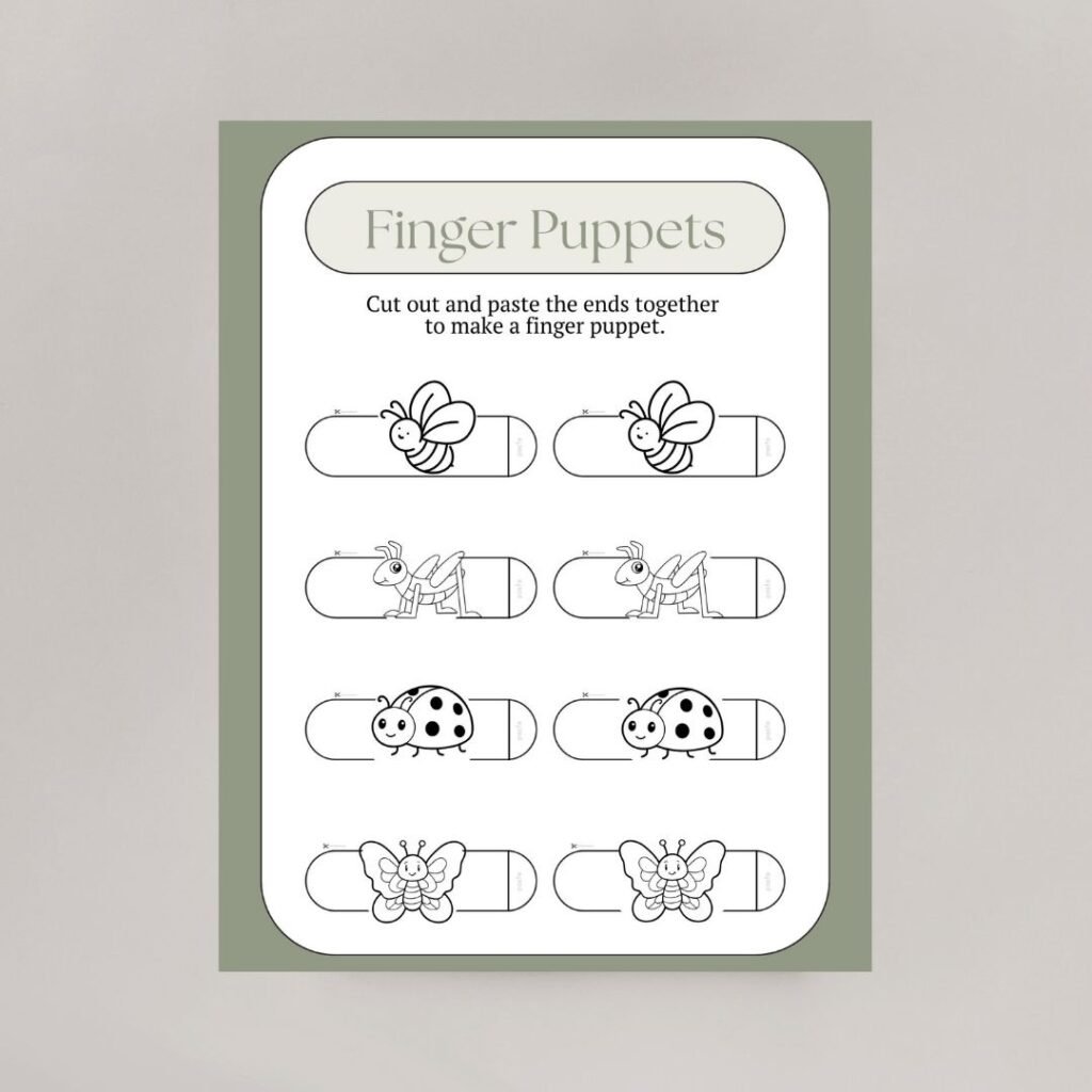 A printable featuring four different insects found in the garden.